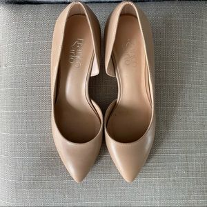 FRANCO SARTO tan leather wedges